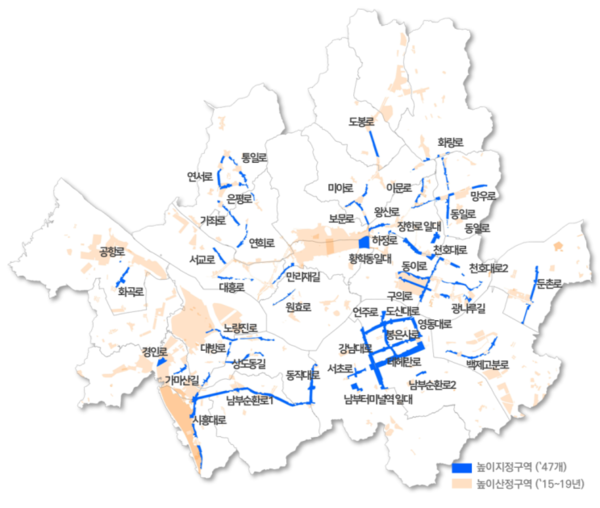 가로구역별 건축물 높이제한 지정구역 47개소(자료=서울시)