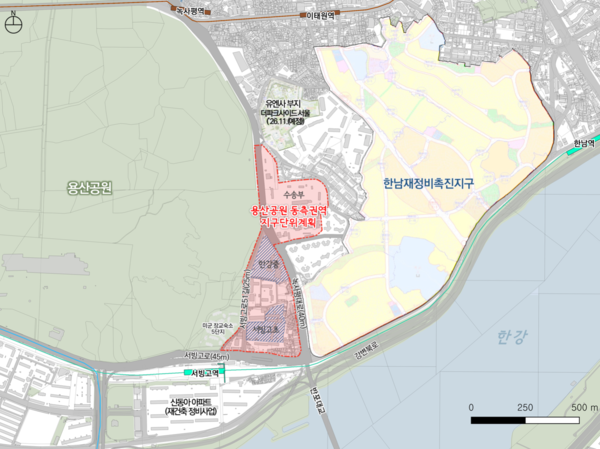 용산공원 동측권역 지구단위계획 위치도(자료=서울시)