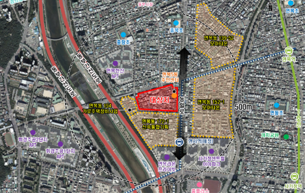 서울시 중랑구 면목동 174-1번지 일대 신속통합기획 대상지 위치도(자료=서울시)