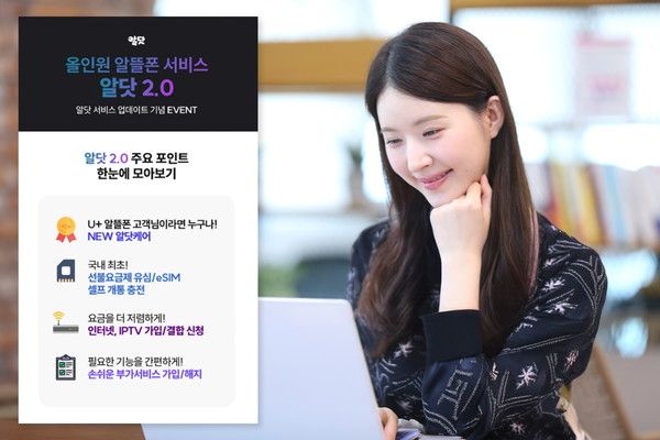 모델이 새롭게 개편한 알닷&nbsp;2.0을 소개하고 있는 모습(사진=LG유플러스)