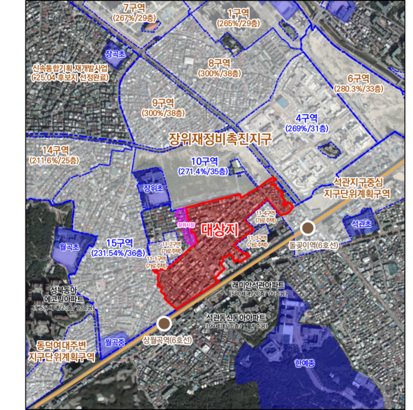 돌곶이·상월곡역세권 장기전세주택 건립을 위한 도시정비형 재개발사업 정비구역 지정 및 정비 계획 결정안 대상지 위치도(자료=서울시)