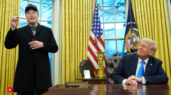 사진=AP통신 영상 캡쳐 (일론 머스크좌측, 도널드 트럼프 미국 대통령 우측)