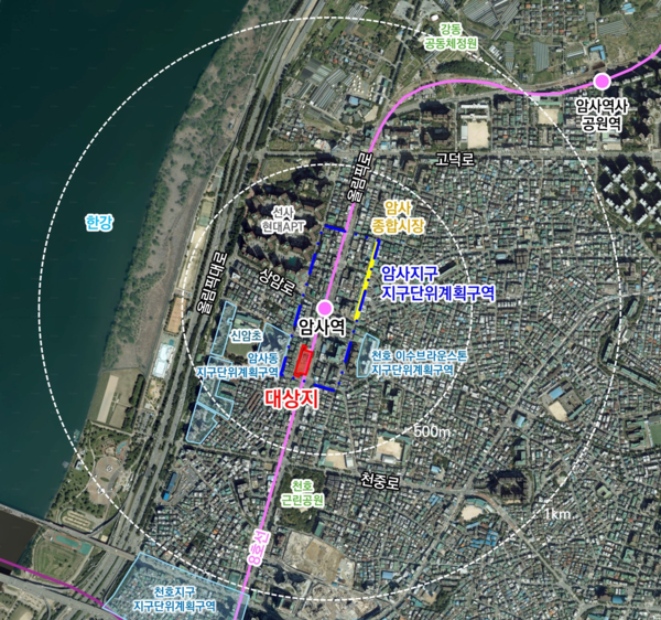 서울시 강동구&nbsp;암사동 513-16번지외 7필지 대상지 위치도(자료=서울시)