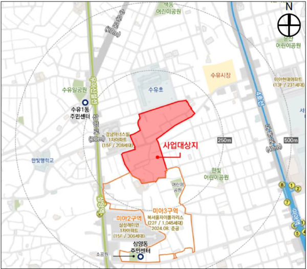 강북구 미아동 791-108번지 일대 미아제11구역 사업대상지 위치도(자료=서울시)