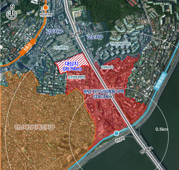 용산구 한남동 670번지 일대 위치도(자료=서울시)