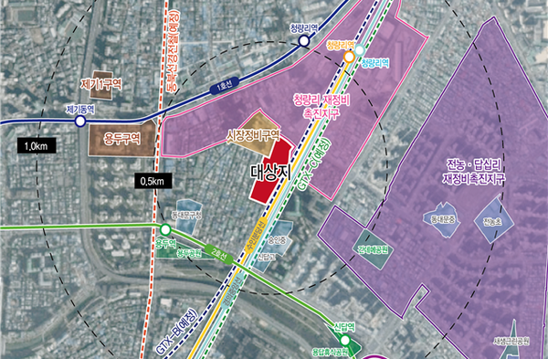 서울시 동대문구 용두동 39-361번지 일대 신속통합기획 사업대상지 위치도(자료=서울시)
