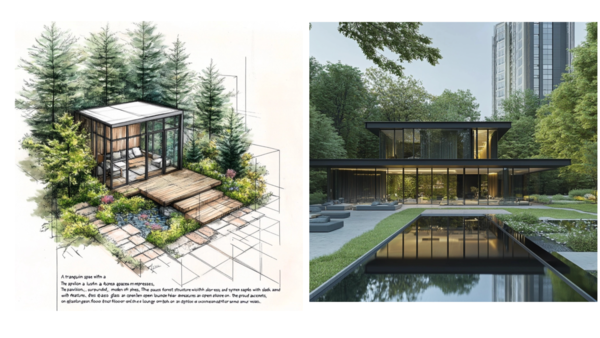 생성형 AI가 작업한 탑석 푸르지오 파크7의 힐링 라운지(자료=대우건설)