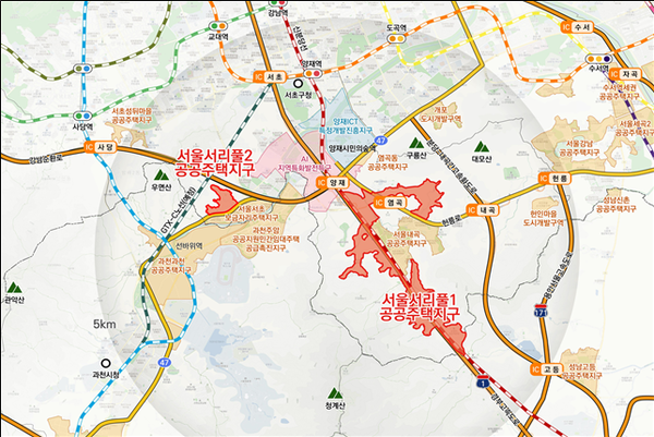 서울서리풀2 공공주택지구 대상지 위치도(자료=국토교통부)