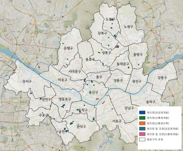 토지거래허가구역 재지정 및 조정위치(자료=서울시)
