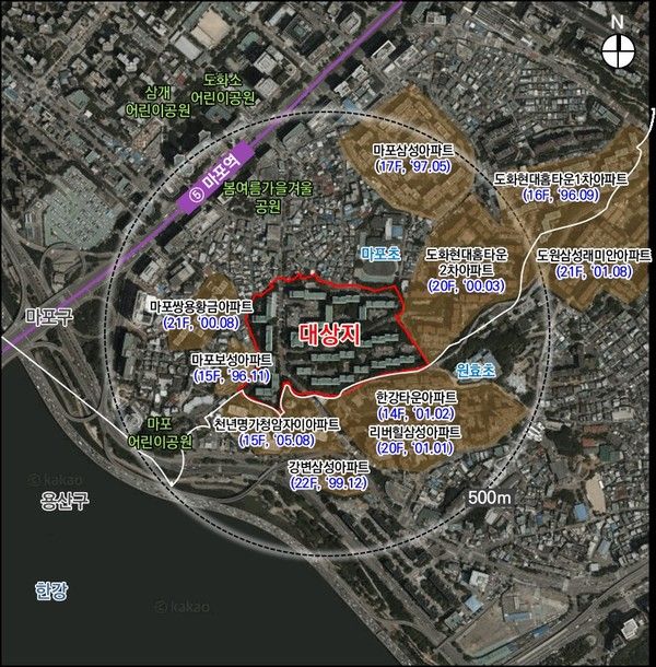 도화우성아파트 재건축사업 정비계획 결정 및 정비구역 지정 경관심의(안) 사업 대상지 위치도(자료=서울시)