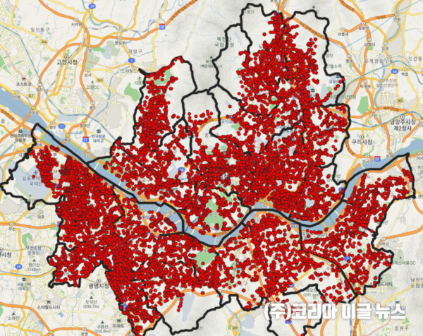 서울시내 공공와이파이 설치 현황도 (제공=서울시)