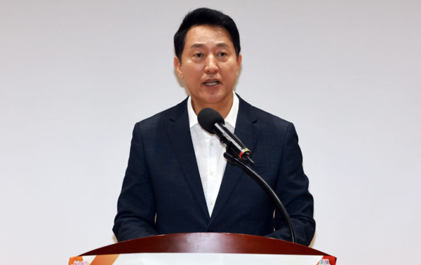 오세훈 서울시장이 5일 서울 은평구 진관동 소방학교에서 열린 '2026 서울시 통합방위회의'에서 모두발언을 하고 있다. 뉴시스