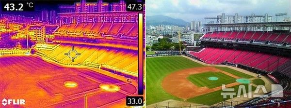열화상 카메라로 촬영한 사진은 온도가 높을수록 붉은색, 낮을수록 푸른색으로 표시된다. 뉴시스