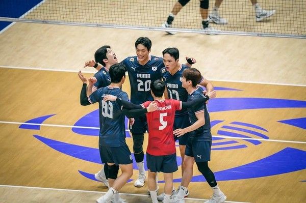 8일 중국을 세트 점수 3-1로 꺾고 2026 아시아남자배구선수권대회 준결승에 진출한 한국 남자배구 대표팀. (사진=FIVB 공식 홈페이지 캡처) 뉴시스