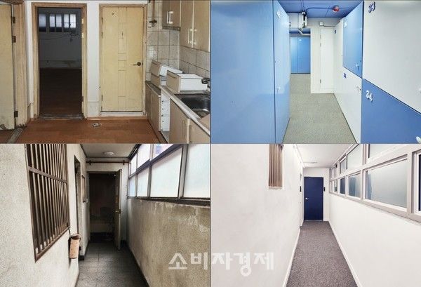반지하 개선 전(왼쪽)·후(오른쪽) 'LH 스토리지'모습. 사진 위는 전용공간, 아래는 공용공간. (사진제공=LH)