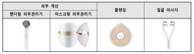 피부관리기의 유형. (한국소비자원 제공)