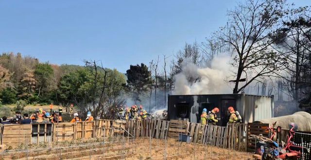 29일 오후 경북 포항시 남구 동해면 신정리 포항공항 인근 야산에 해군이 운용하는 해상초계기가 추락했다. 해군과 소방 당국 등에 따르면 사고 비행기는 P-3C 해상초계기로 추락 당시 기내에 4명이 탑승하고 있었다. (사진=연합뉴스)