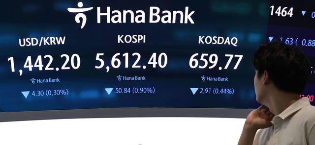30일 서울 중구 하나은행 딜링룸 현황판에 코스피 등이 표시되고 있다. (사진=연합뉴스)