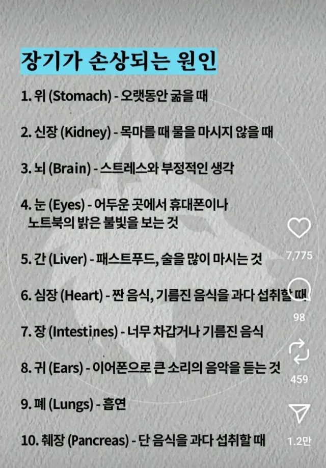 장기가 손상되는 이유들