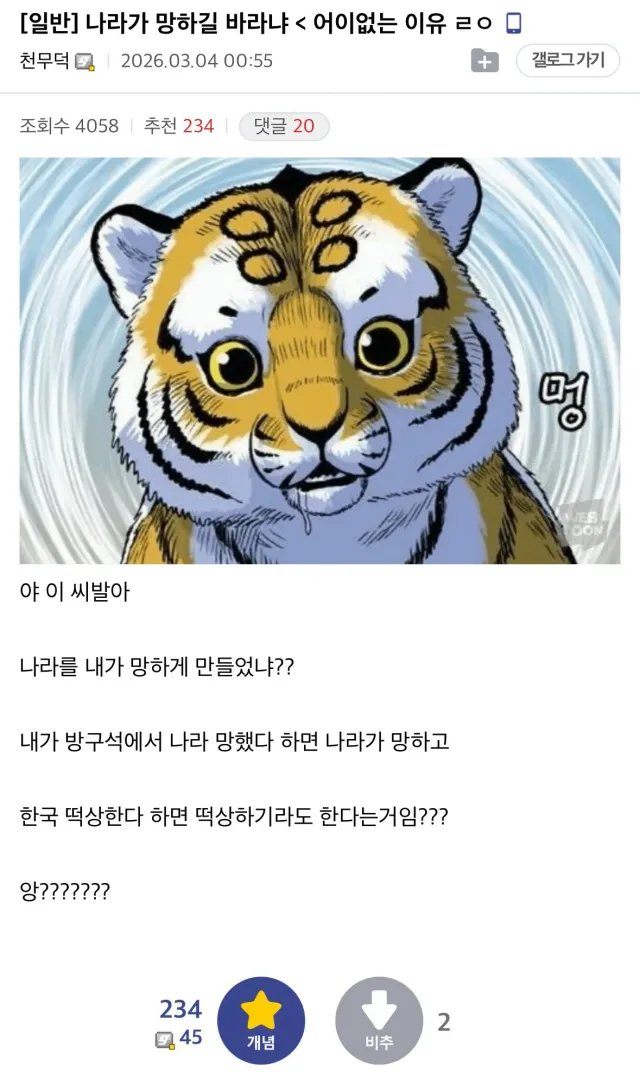 미주갤의 나라가 망하길 바라냐 <- 어이없는 이유