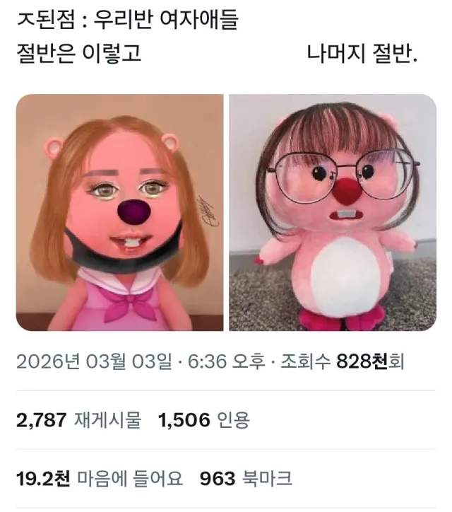 현재 좋아요 19200개 받은 어느 여고생의 개학후 상태