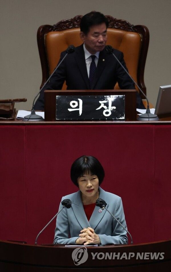 찬성토론하는 국민의힘 최연숙 의원 [사진=연합뉴스]
