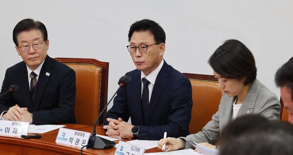 더불어민주당&nbsp;박광온 원내대표가 15일 오전 서울 여의도 국회에서 열린 최고위원회의에서 발언하고 있다. [사진=연합뉴스]​