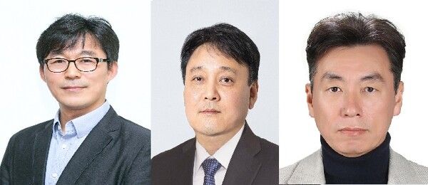왼쪽부터&nbsp;SK지오센트릭 최안섭 사장,&nbsp;SK에너지 김종화 사장,&nbsp;SK아이이테크놀로지 이상민 사장 [사진=SK이노베이션]