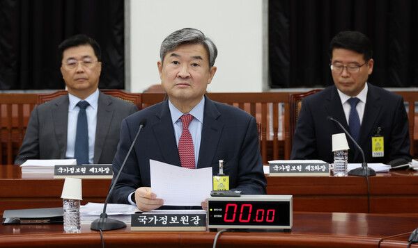 조태용 국가정보원장이 20일 서울 여의도 국회에서 열린&nbsp;정보위원회 전체회의에 출석해 있다. [사진=연합뉴스]
