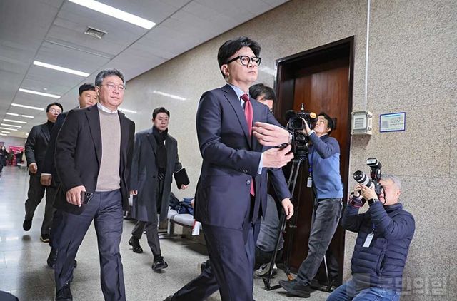 한동훈 국민의힘 대표가 9일 비공개 의원총회에 참석하고 있다. [사진=국민의힘]