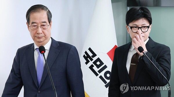 한덕수 총리와 한동훈 대표 [사진=연합뉴스]