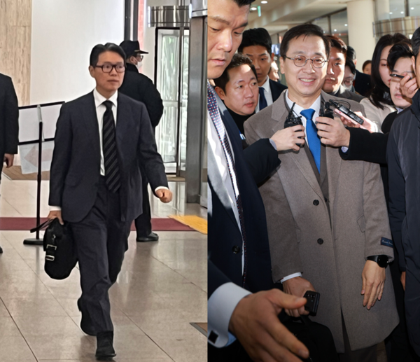 임종훈 한미사이언스 대표와 박재현 한미약품 대표가 각각 지난 11월 28일, 12월 19일 서울시교통회관에서 열린 한미약품 임시주주총회에 참석했다. 왼쪽 임종훈, 오른쪽 박재현. [사진=연합뉴스]