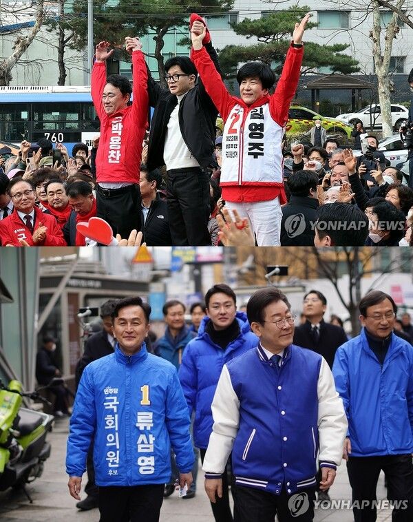 여야 지도부가 12일 선대위를 구성한 이후 나란히 48석이 달려 있는 서울 공략에 나섰다 [사진=연합뉴스]