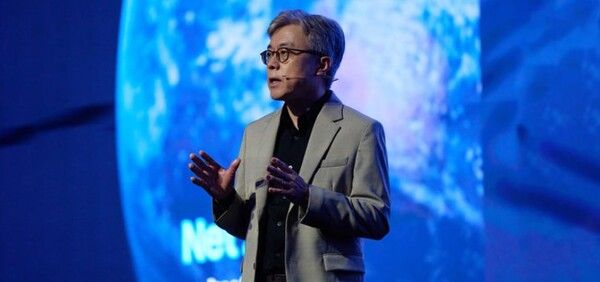 7일(현지시간) 미국 실리콘밸리에서 열린 삼성 파운드리 포럼 2023에서 최시영 삼성전자 파운드리사업부 사장이 기조연설을 하고 있다. 사진=삼성전자