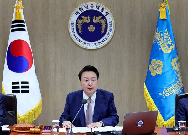 윤석열 대통령이 24일 서울 용산 대통령실 청사에서 열린&nbsp;국무회의에서 발언하고 있다. 2024.9.24 [대통령실통신사진기자단]&nbsp;