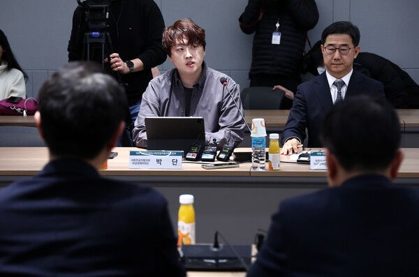 박단 대한전공의협의회 비상대책위원장이 19일 오후 서울 대한의사협회에서 열린 국회·의사협회·전공의단체 간담회에서 발언하고 있다. 2024.12.19 [사진=연합뉴스]