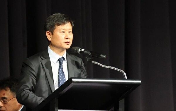 사진은 23일 임시주총에서 발언하고 있는 박기덕 고려아연 사장.[사진=공동취재]