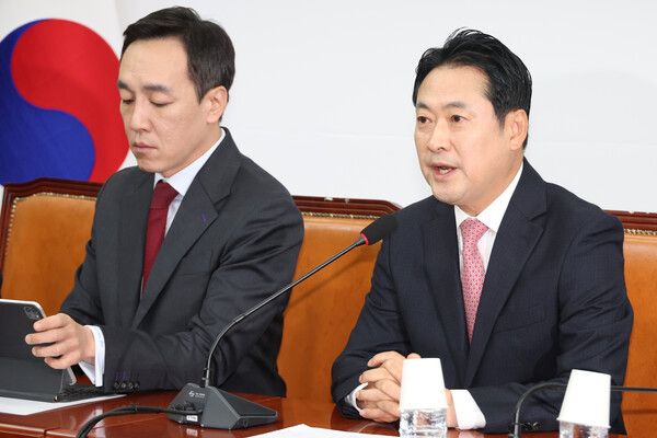 국민의힘&nbsp;장동혁&nbsp;대표가 20일 서울 여의도 국회에서 열린 최고위원회의에서 발언하고 있다. [사진=연합뉴스]