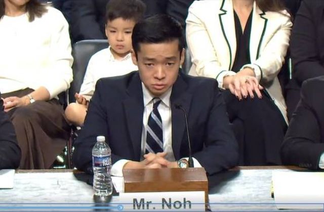 미국 국방부 인도·태평양 차관보로 지명된 존 노 동아시아 담당 부차관보가 7일(현지시간) 미 연방 상원 군사위원회의 인준 청문회에서 발언하고 있다. [사진=연합뉴스]