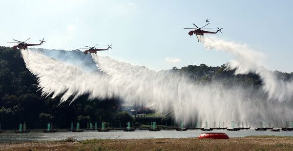 2025년 산불진화 통합훈련 장면. [사진=연합뉴스]
