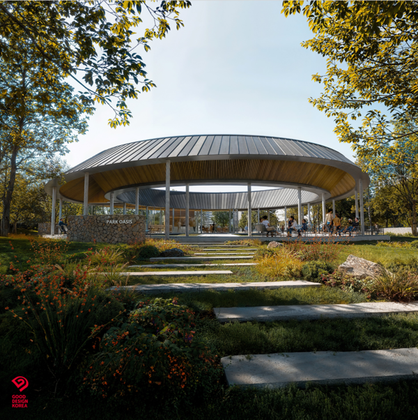 HDC현대산업개발이 선보여 올해 말 입주를 앞둔 잠실 래미안 아이파크 단지 내 파크오아시스(티하우스_HDC현대산업개발xSTAY Architects)가 2025 굿디자인어워드 코리아에서 은상(산업통상자원부 장관상)을 수상했다. [사진=HDC현대산업개발]