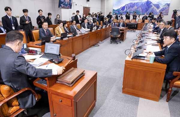 지난달 29일 국회에서 열린&nbsp;운영위원회 전체 회의에서 2025년도 국정감사 기관 증인 채택의 건이 여야 표결을 통해 통과되고 있다. [사진=연합뉴스]