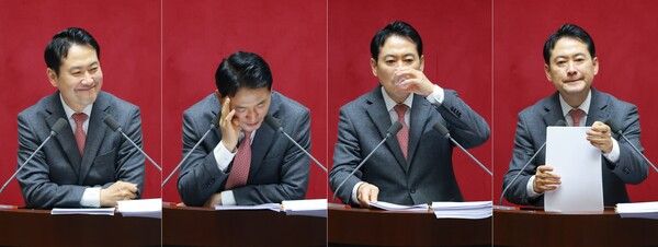 제1야당 대표로는 헌정사상 처음 필리버스터(무제한 토론을 통한 합법적 의사진행 방해) 연단에 선 국민의힘&nbsp;장동혁&nbsp;대표가 23일 역대 최장 필리버스터 기록을 세웠다. [사진=연합뉴스]