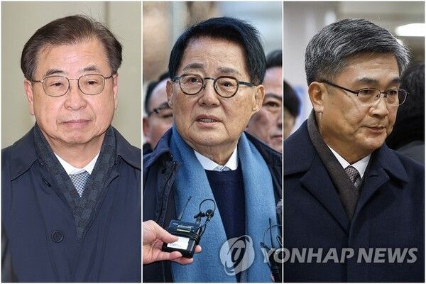 &nbsp;서훈 전 청와대 국가안보실장(왼쪽부터), 박지원 전 국정원장, 서욱 전 국방부 장관 [사진=연합뉴스]