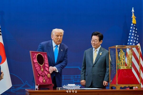 10월 29일 도널드 트럼프 미국 대통령 국빈방한 공식환영식 및 서훈 행사 [사진=청와대]