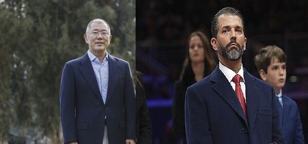 좌) 정의선 현대자동차그룹 회장, 우) 도널드 트럼프 주니어 [사진=연합뉴스]