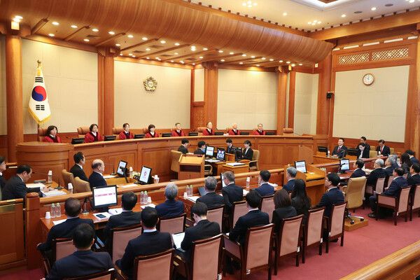 13일 서울 종로구 헌법재판소 대심판정에서 윤석열 대통령 이 열리고 있다. 2025.2.13 [사진공동취재단] [사진=연합뉴스]