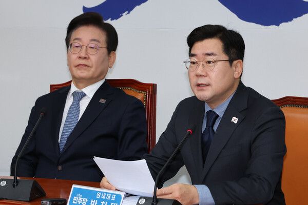 더불어민주당 박찬대 원내대표가 5일 서울 여의도 국회에서 열린 최고위원회의에서 발언하고 있다. 2025.2.5 [사진=연합뉴스]