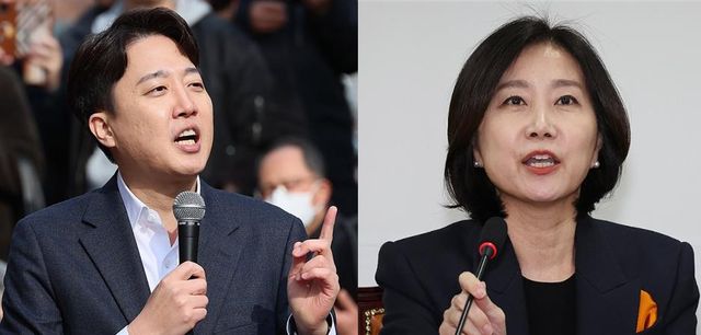 &nbsp;법원이 지난 7일 허은아 전 대표(오)가 자신과 조대원 최고위원의 퇴진을 결정한 당원소환 투표의 효력을 정지해달라면서 낸 가처분 신청을 기각했다. 이준석 대표(왼)가 