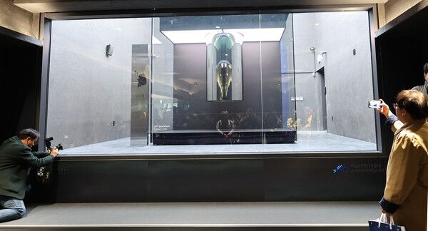 국내 최초 상용 양자컴퓨터 'IBM 퀀텀 시스템 원' 지난해 11월 20일 오전 인천 연수구 송도 연세대학교 국제캠퍼스 양자컴퓨팅센터에서 국내 최초 상용 수준 양자컴퓨터 'IBM 퀀텀 시스템 원'이 공개되고 있다. [사진=연합뉴스]